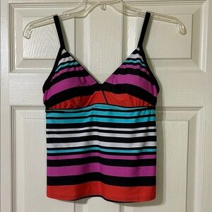 Colorful Striped Women's Swim Tank